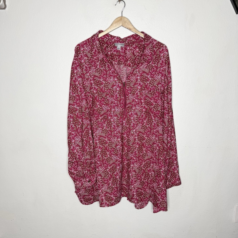Catherines Breezeway Pink Half Zip Tunic Top Shirt Women's 5X‎